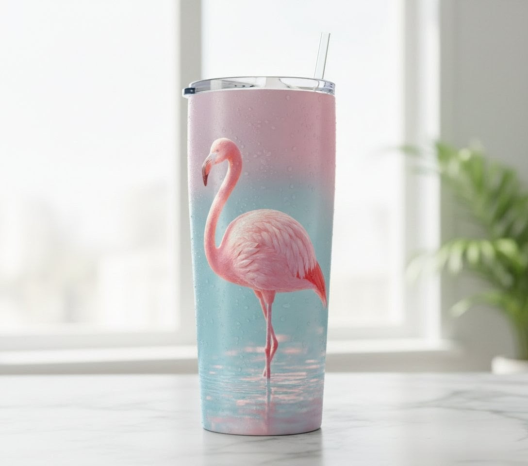Pink Flamingo 20oz Tumbler with Straw