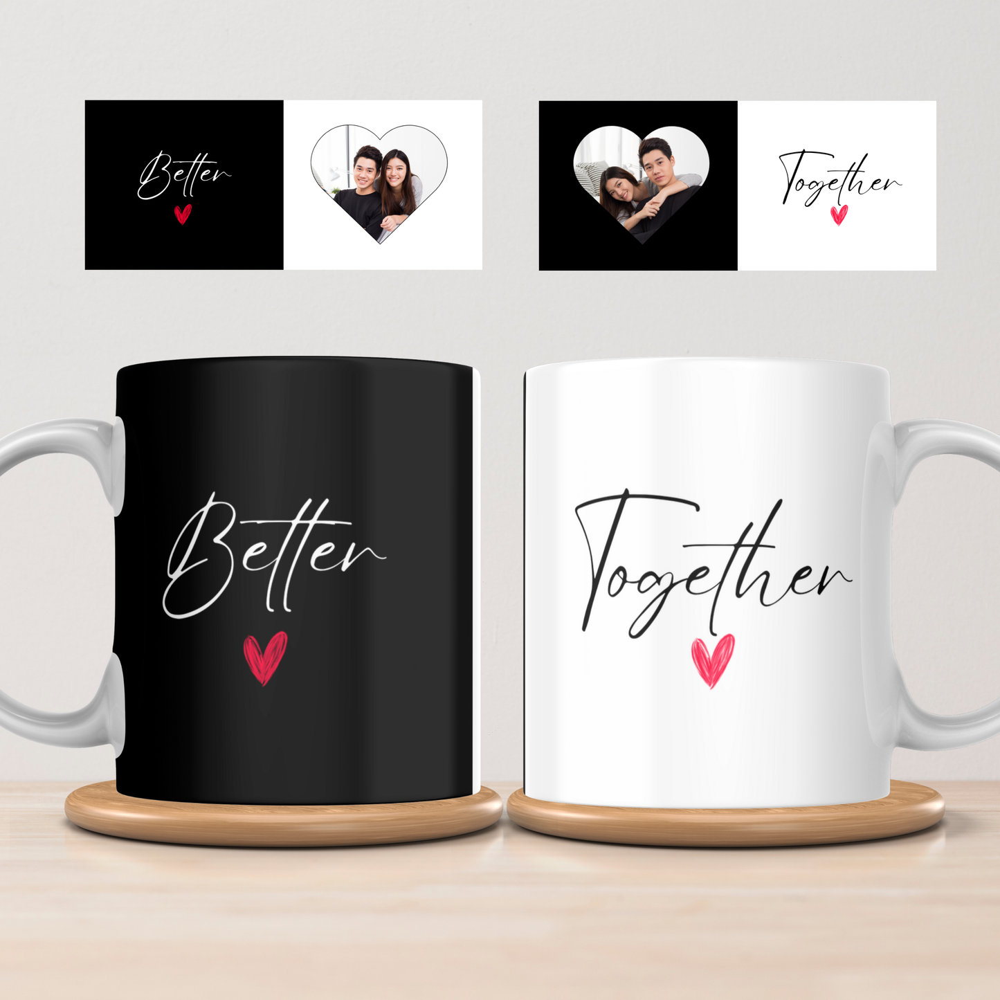 Personalised “Better Together” Couple Mug Set – With Photo