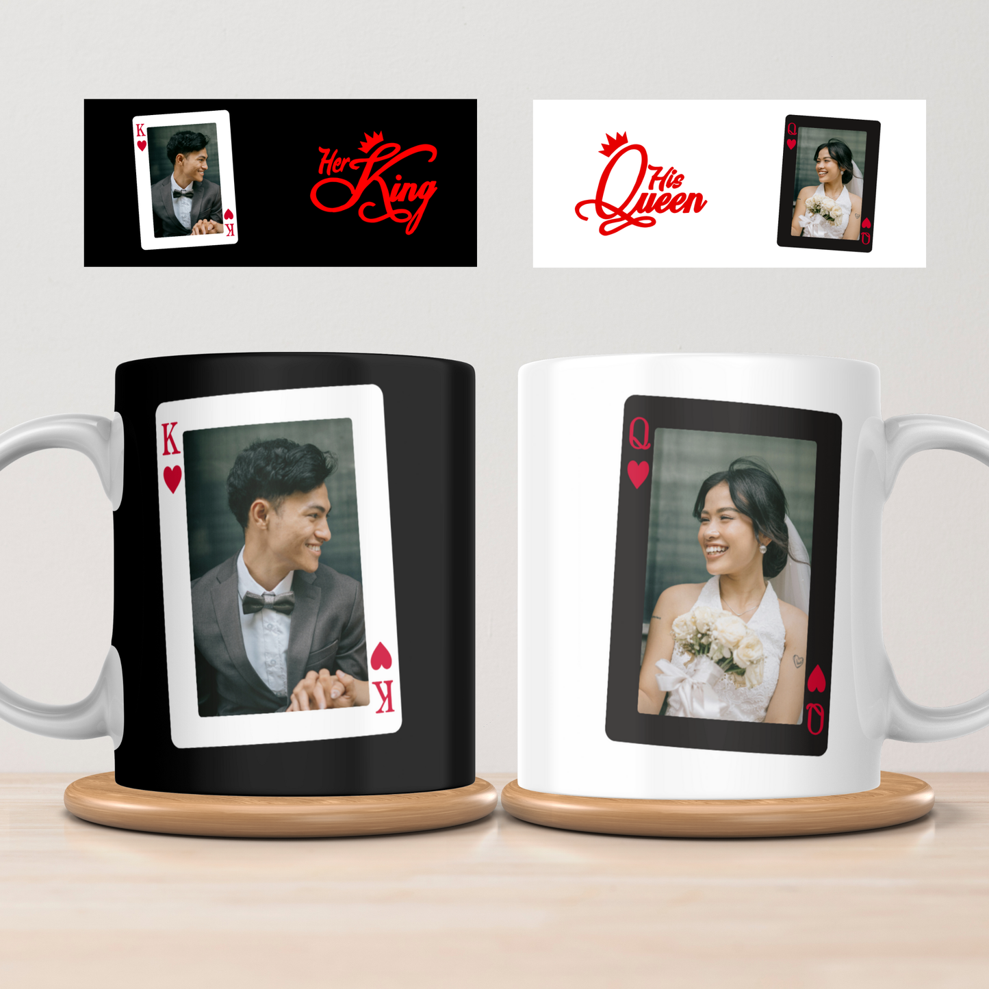 Personalised “Her King & His Queen” Mug Set – With Photo