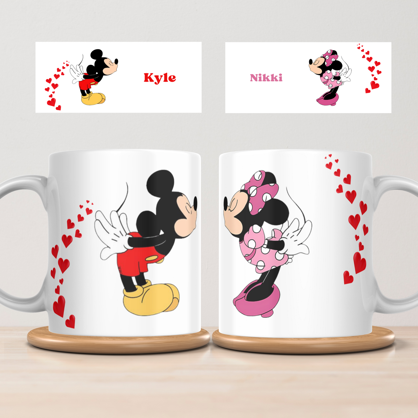 Personalised Couple Mug Set – hearts with Names