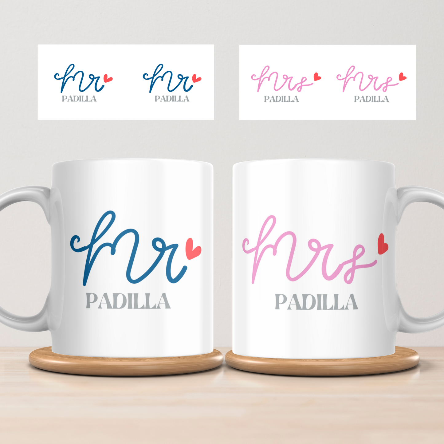 Personalised Mr & Mrs Mug Set – With Names