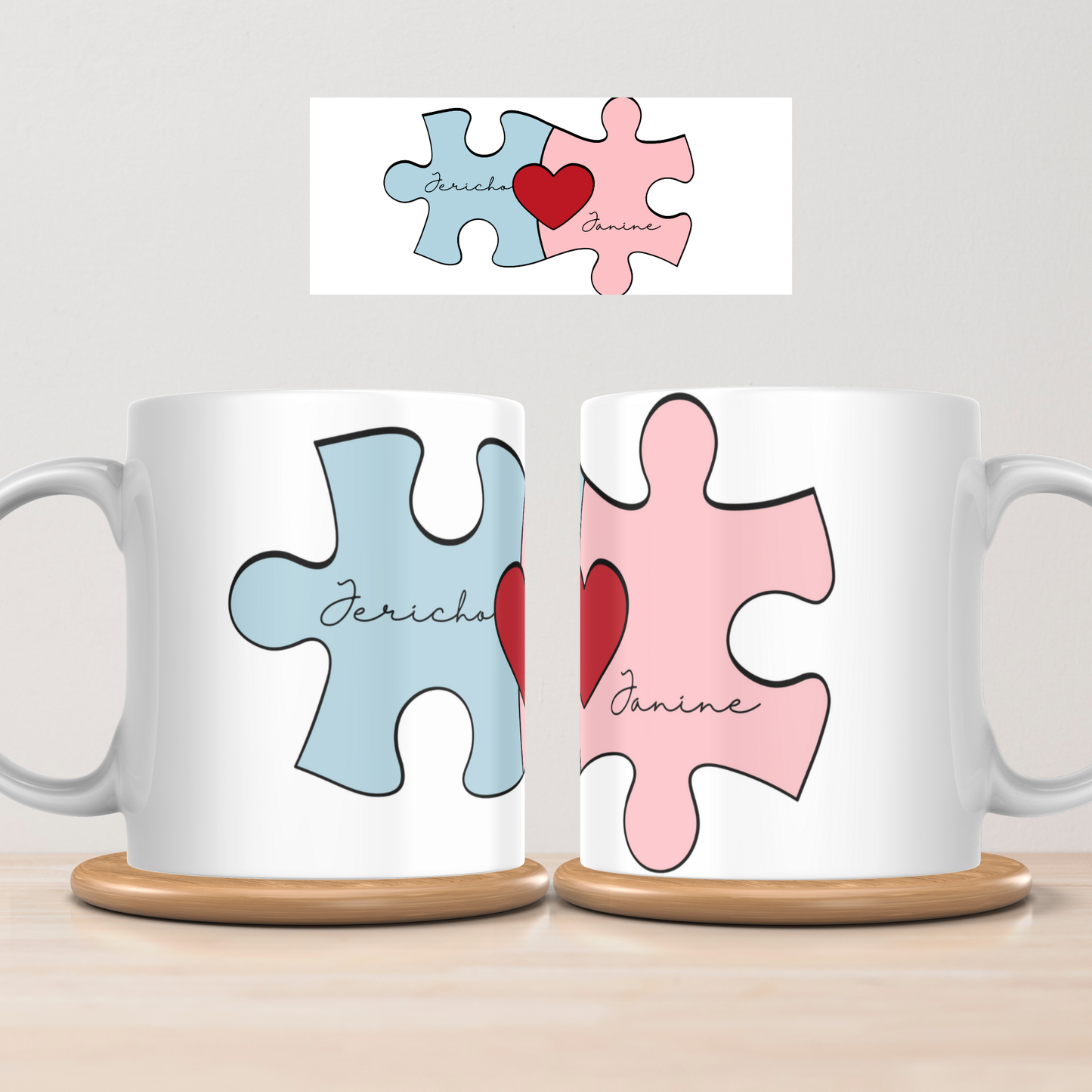 Personalised Puzzle Piece Mug – Custom Names