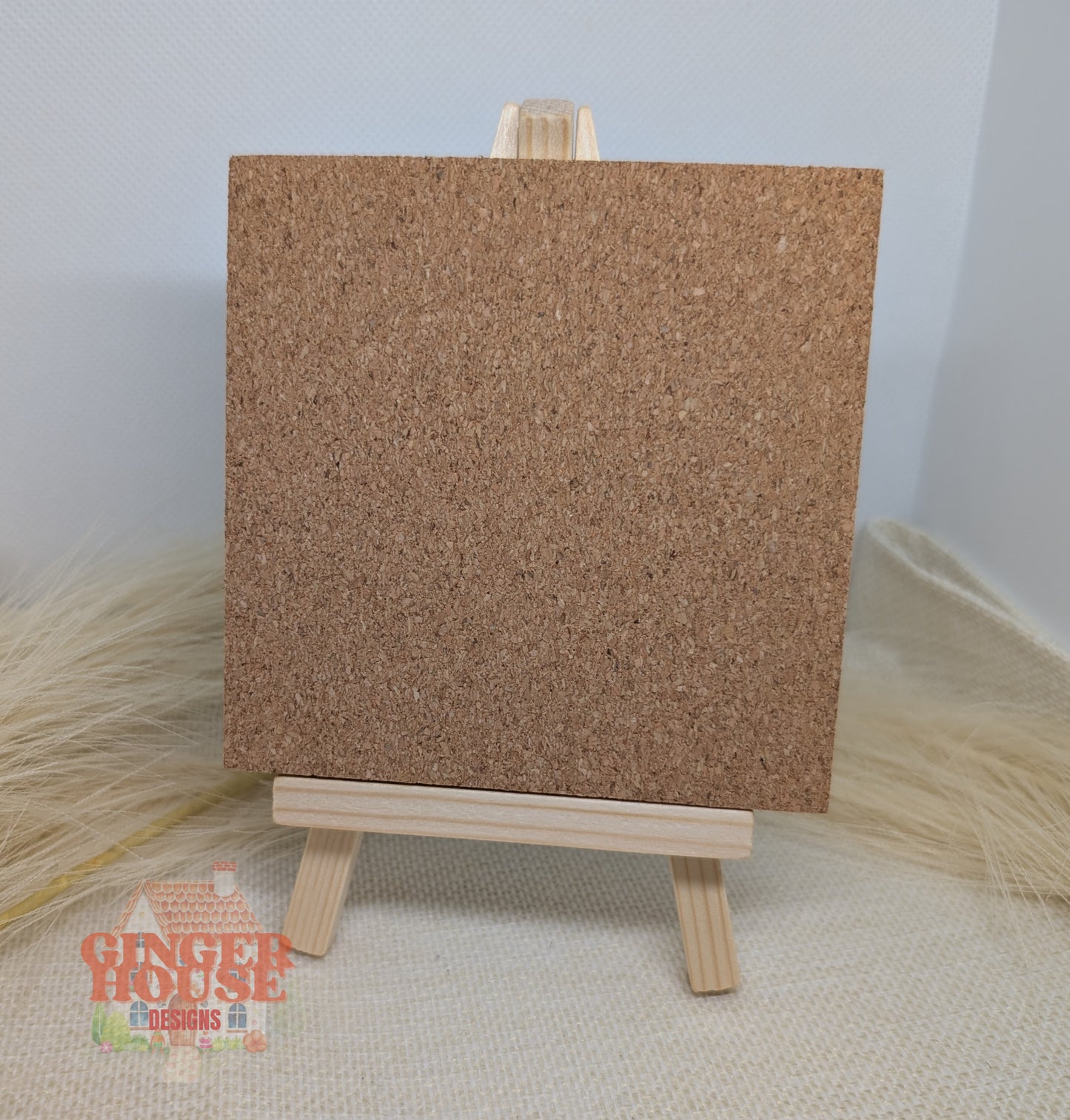 Personalised Ceramic Photo Tile – With Cork Back & Wooden Display Easel
