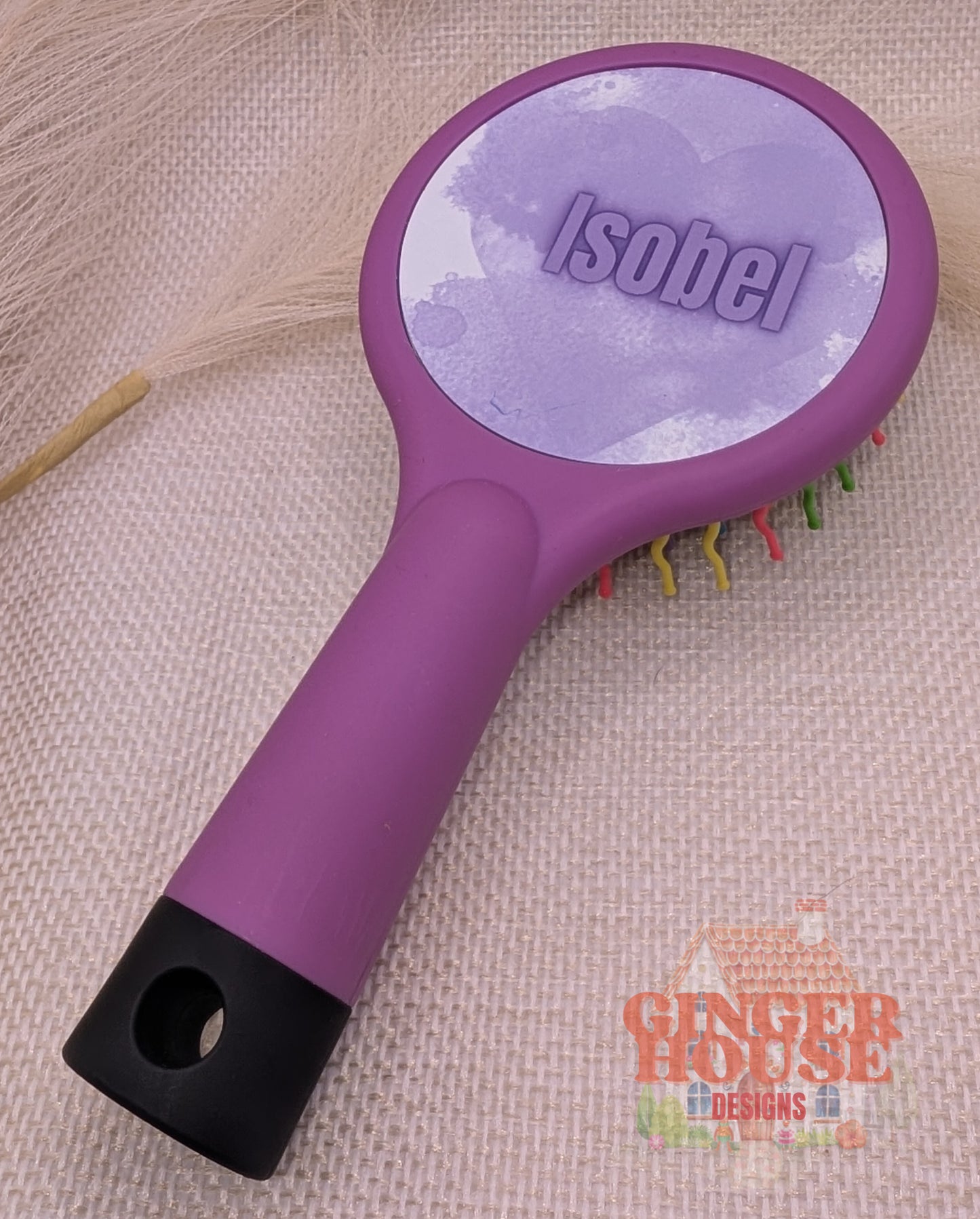 Personalised Detangling Hairbrush – Pink or Purple with Name and/or Photo