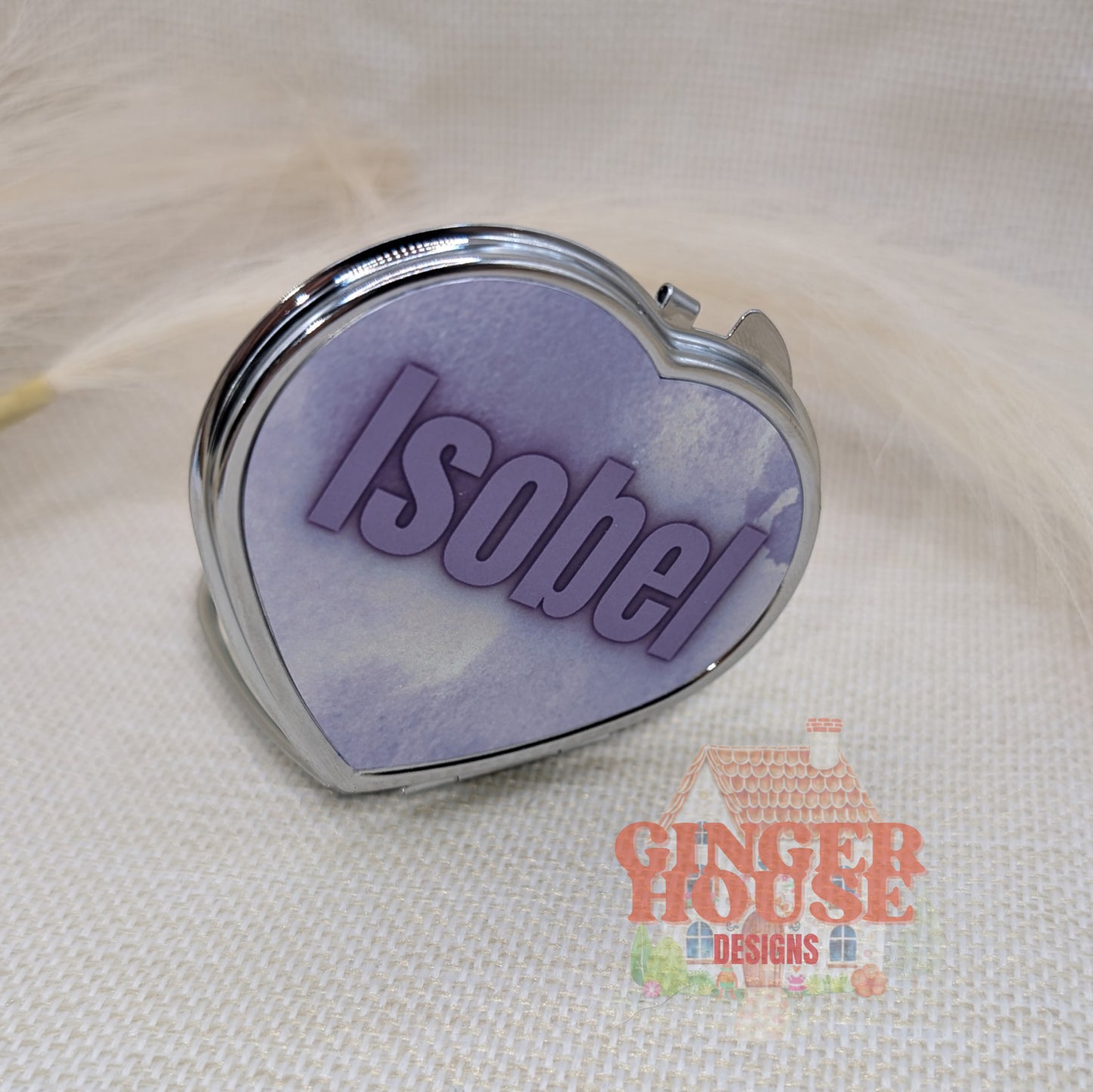 Personalised Heart Compact Mirror – Name or Photo Keepsake