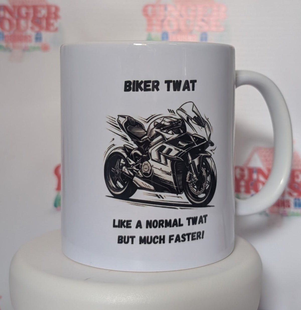Biker Twat motorcycle mug front view