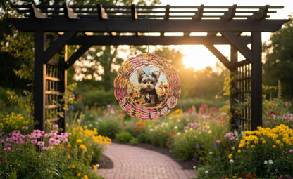Yorkshire Terrier Floral Wind Spinner