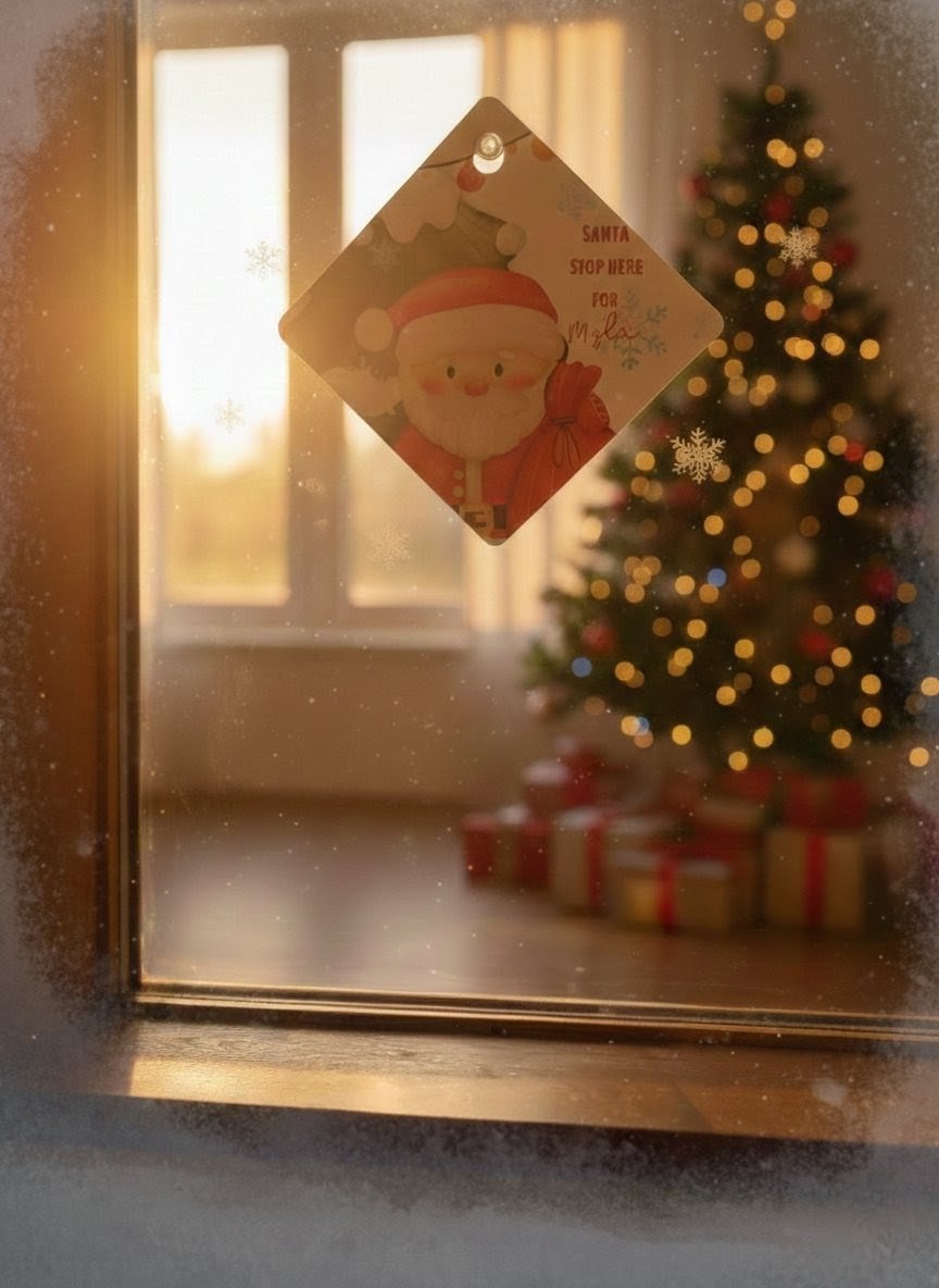 Personalised ‘Santa Stop Here’ Window Sign
