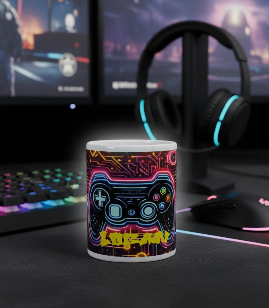 Personalised Neon Gamer Mug