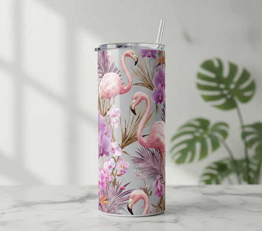 Tropical Flamingo 20oz Tumbler with Straw