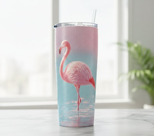 Pink Flamingo 20oz Tumbler with Straw