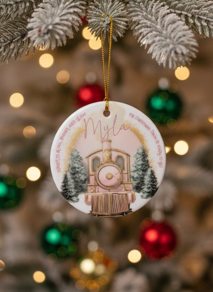 Personalised Ceramic Ornament – Christmas Train Adventure