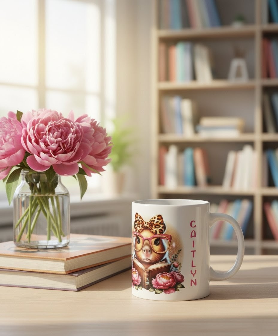 Personalised Reading Capybara Mug