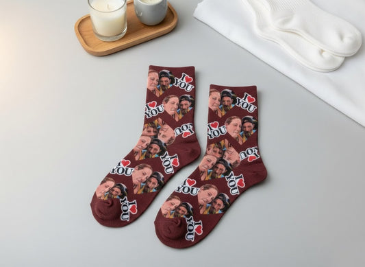 Personalised “I ❤️ YOU” Photo Socks – One Size