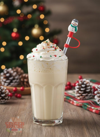 Snowman Straw Topper- Green