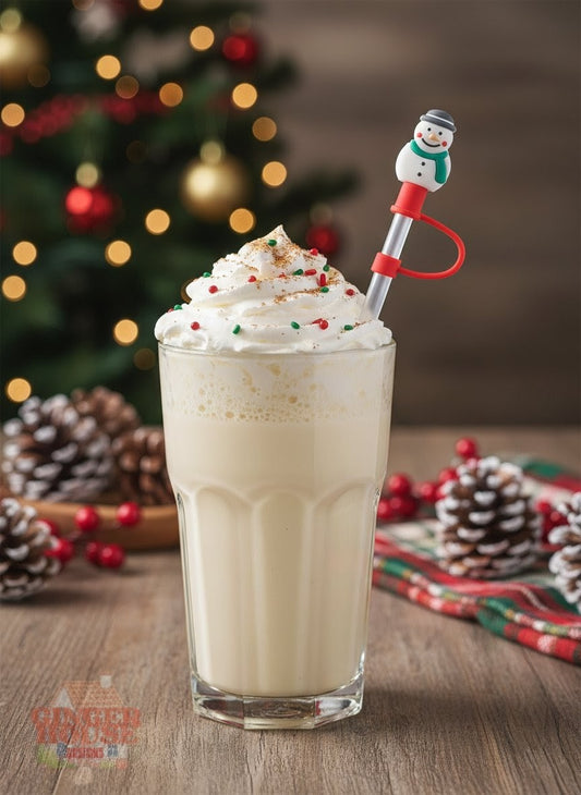 Snowman Straw Topper- Green
