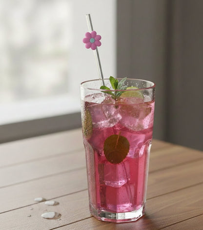 Pink Flower Stanley Straw Topper
