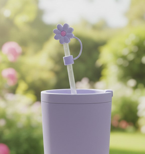 Purple Flower Stanley Straw Topper