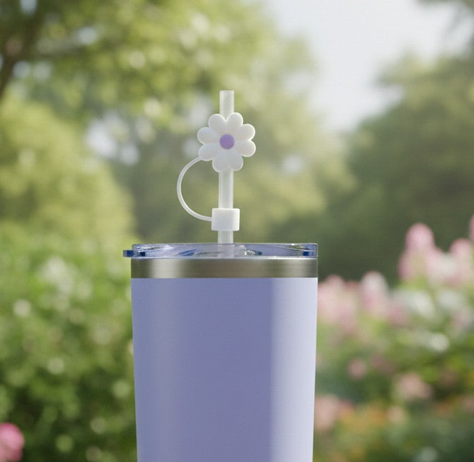 White Flower Stanley Straw Topper