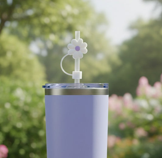 White Flower Stanley Straw Topper