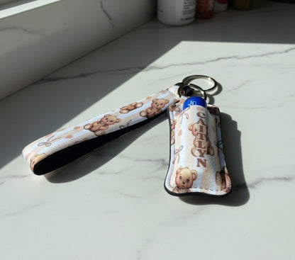 Personalised Wristlet & Lip Balm Holder Keyring Set