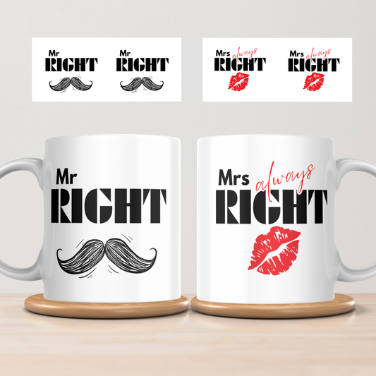 “Mr Right & Mrs Always Right” – Matching Mug Set