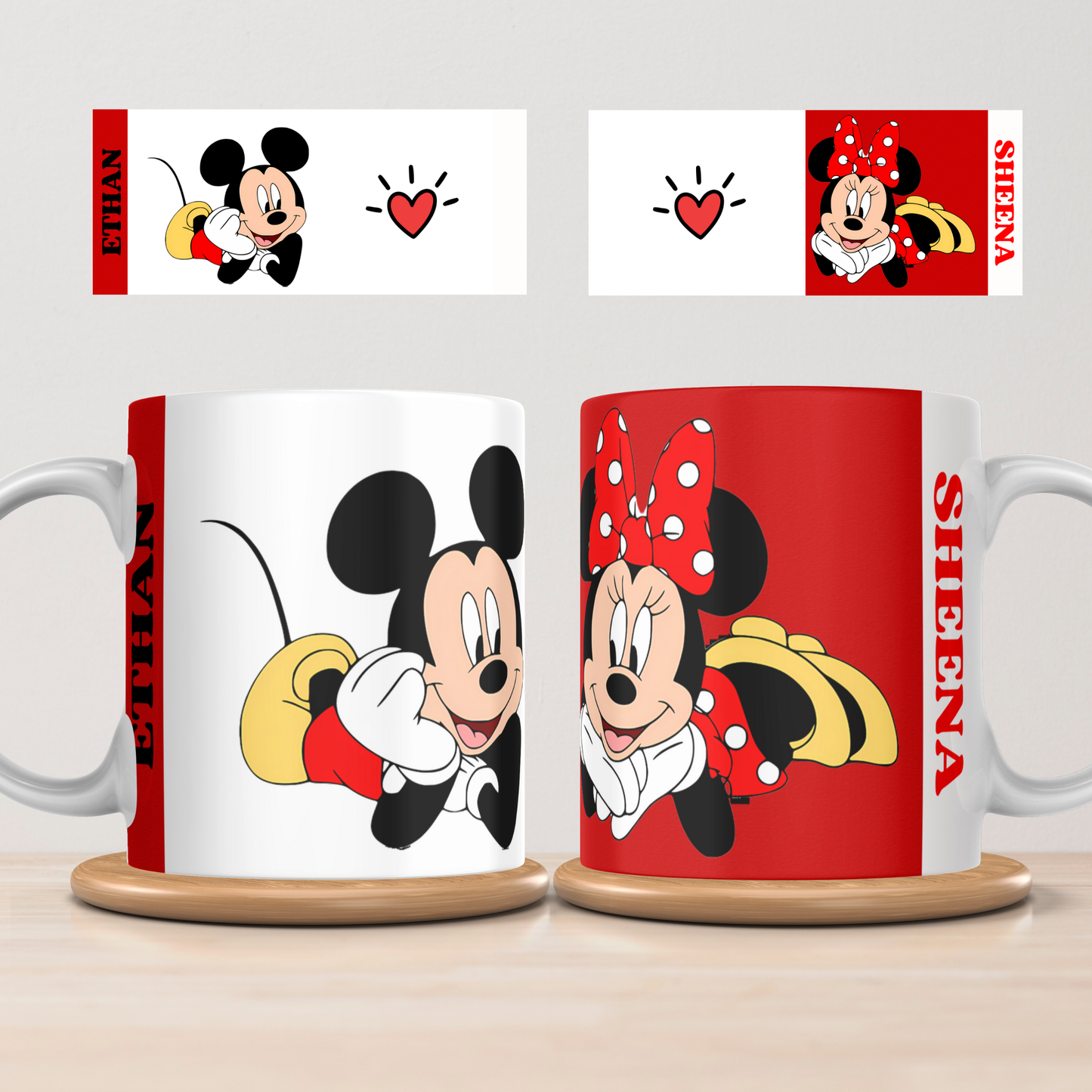 Personalised Couple Mug Set – with Names - laying down
