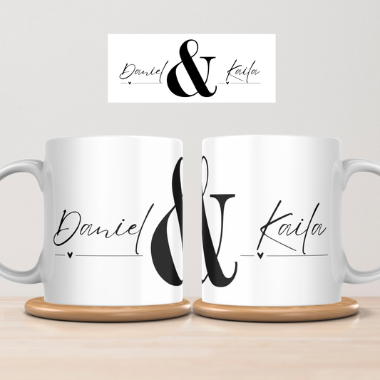 Personalised “Name & Name” Couple Mug Set