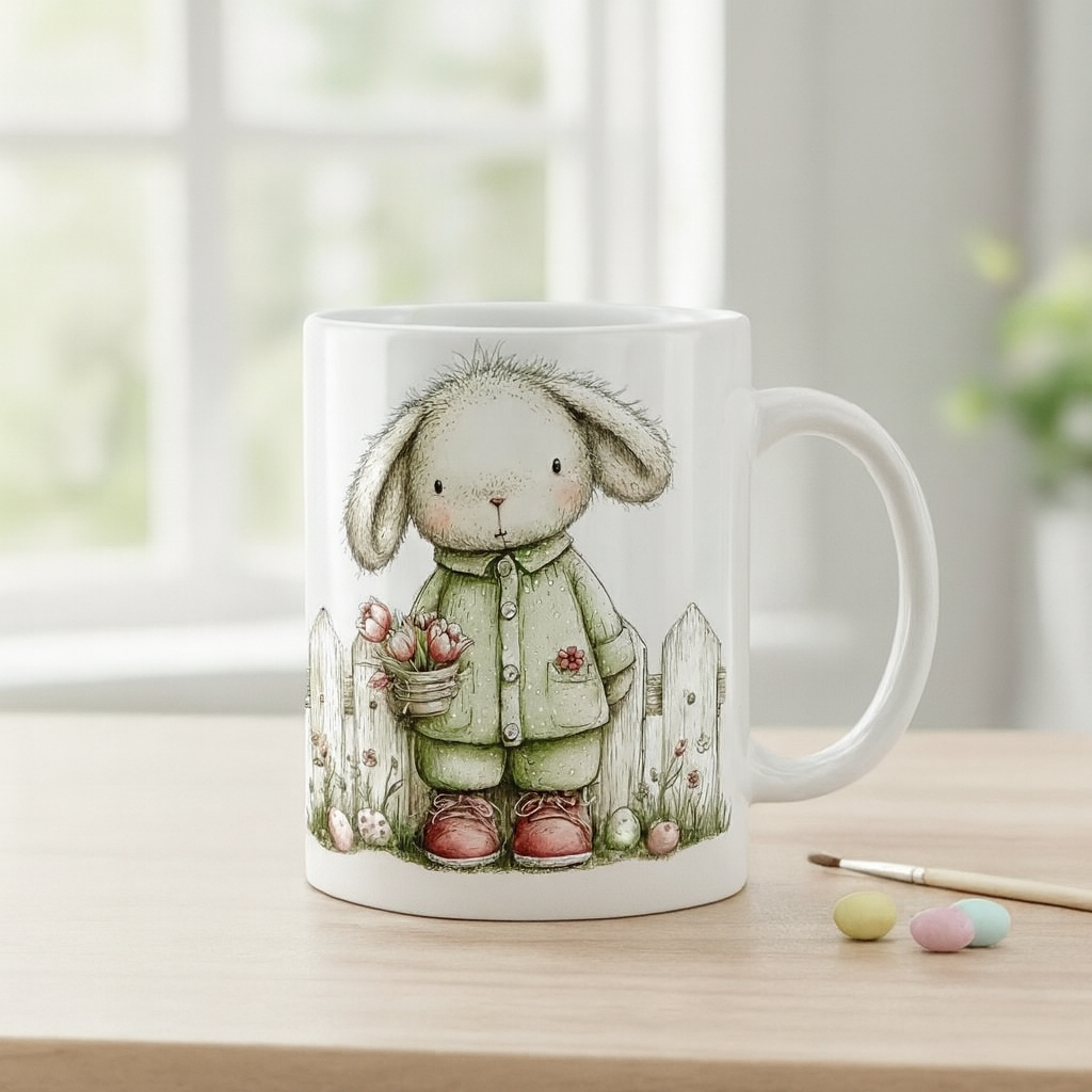 Easter Bunny Mug – Spring Tulips Edition