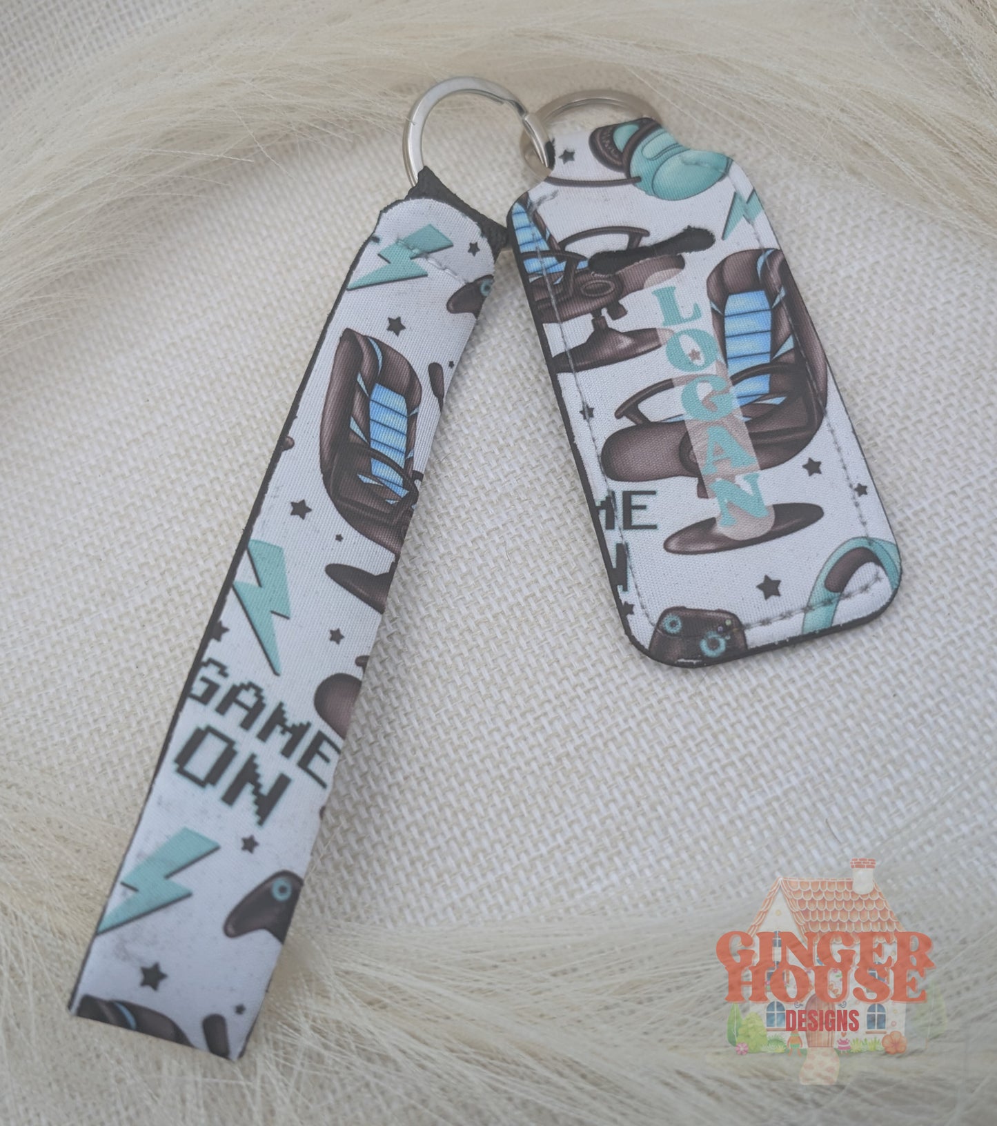 Personalised Wristlet & Lip Balm Holder Keyring Set