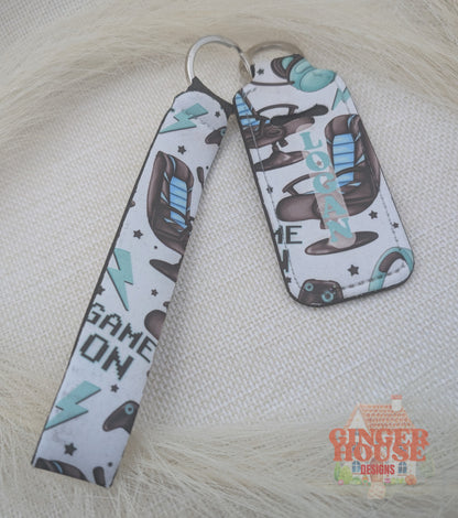 Personalised Wristlet & Lip Balm Holder Keyring Set