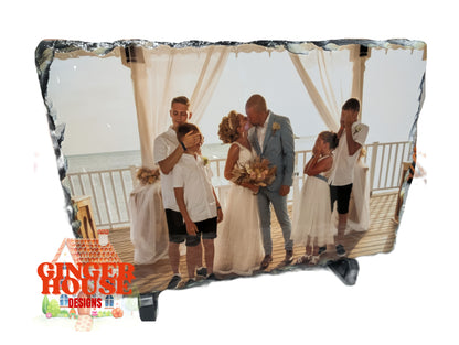 Personalised Natural Slate Photo Display with Easel Stand
