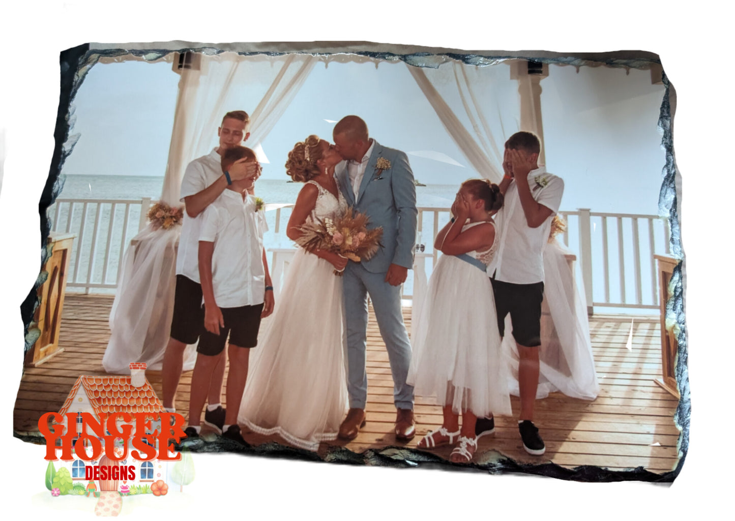 Personalised Natural Slate Photo Display with Easel Stand