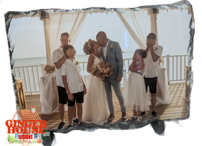 Personalised Natural Slate Photo Display with Easel Stand