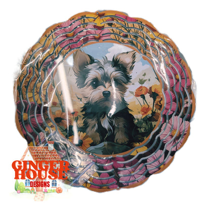 Yorkshire Terrier Floral Wind Spinner