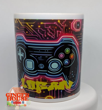 Personalised Neon Gamer Mug