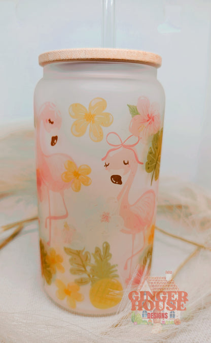 Tropical Flamingo Libby Can Glass
