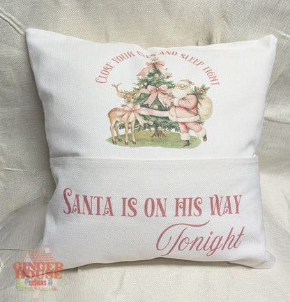 Christmas Pocket Pillow – “Santa Is On His Way” Design