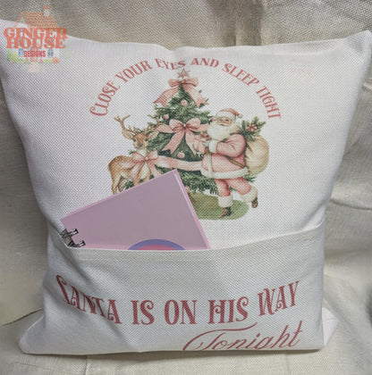 Christmas Pocket Pillow – “Santa Is On His Way” Design