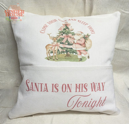 Christmas Pocket Pillow – “Santa Is On His Way” Design