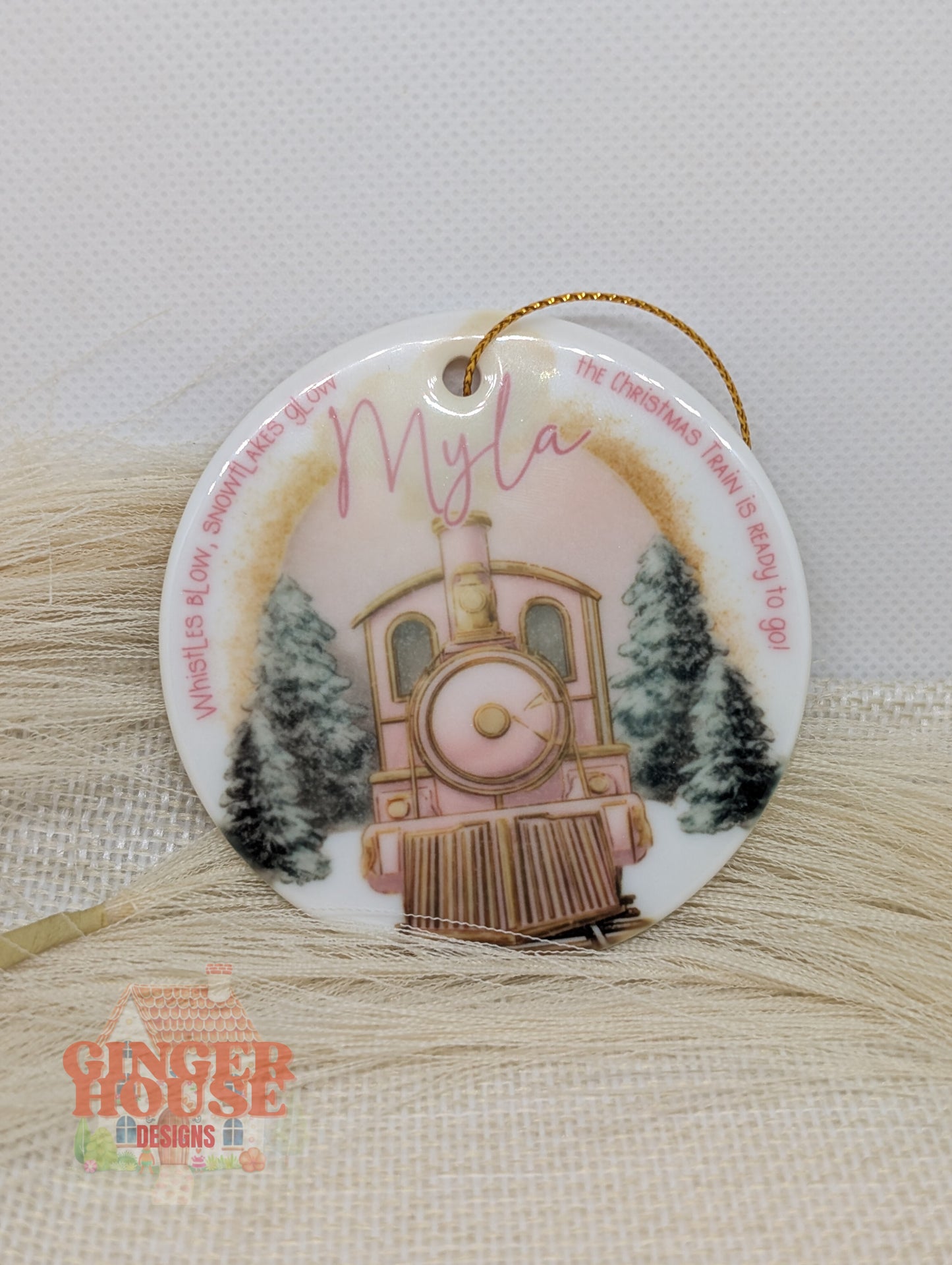 Personalised Ceramic Ornament – Christmas Train Adventure