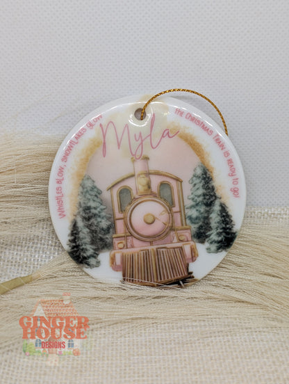 Personalised Ceramic Ornament – Christmas Train Adventure