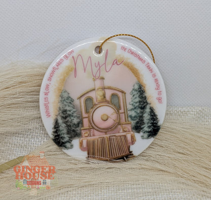 Personalised Ceramic Ornament – Christmas Train Adventure