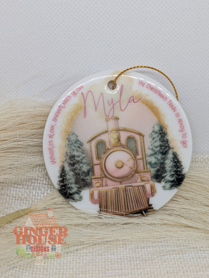 Personalised Ceramic Ornament – Christmas Train Adventure