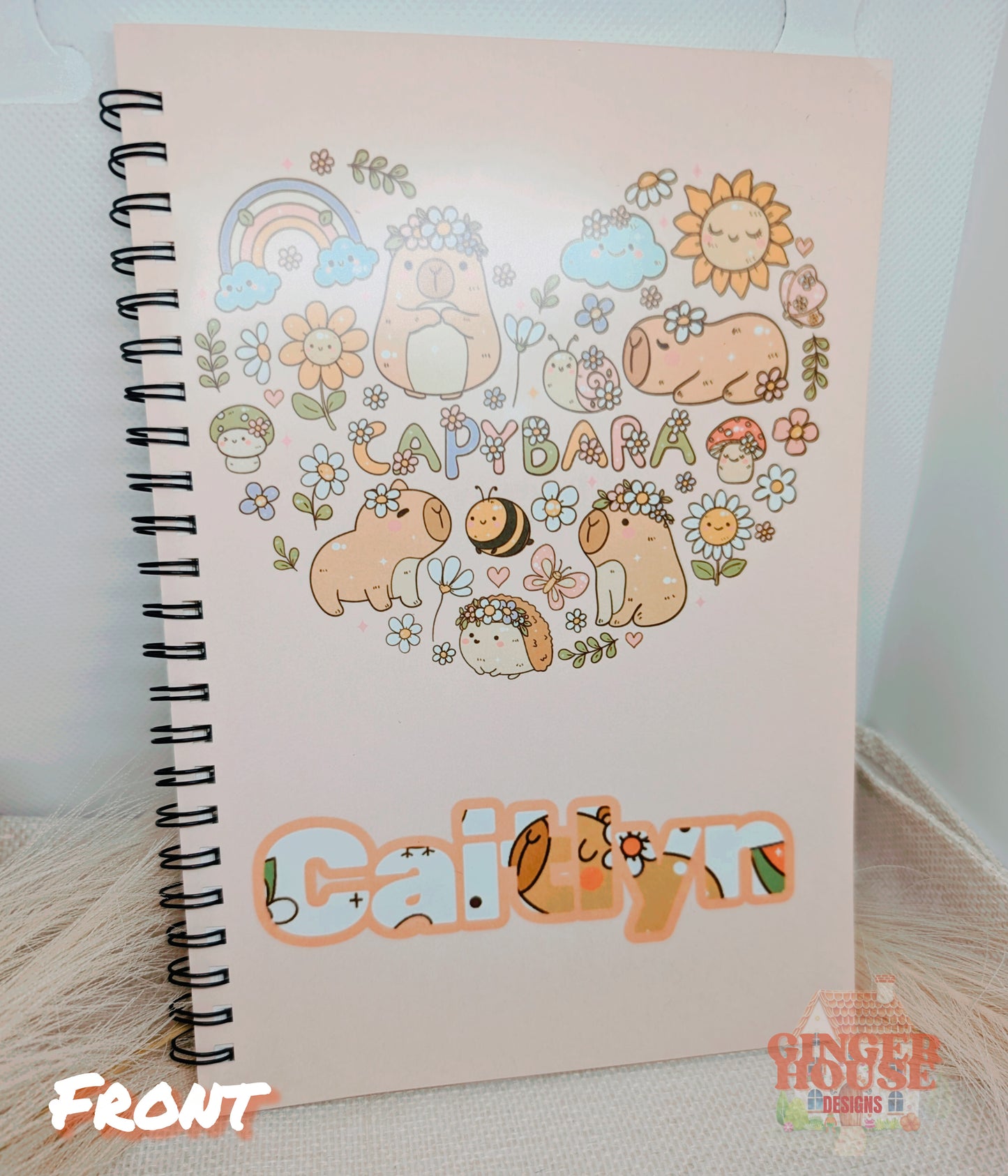 Personalised A5 Capybara Notebook – Add Any Name