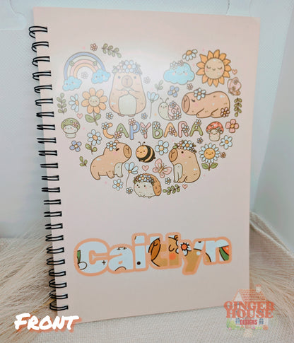Personalised A5 Capybara Notebook – Add Any Name