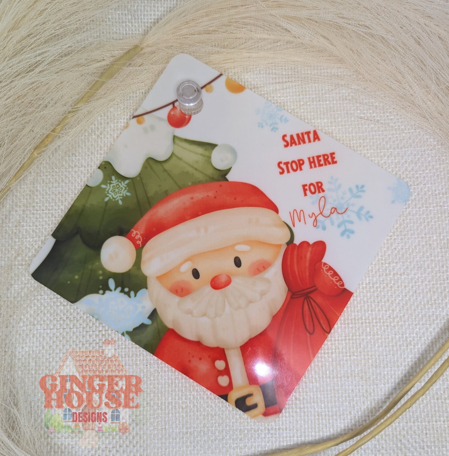 Personalised ‘Santa Stop Here’ Window Sign