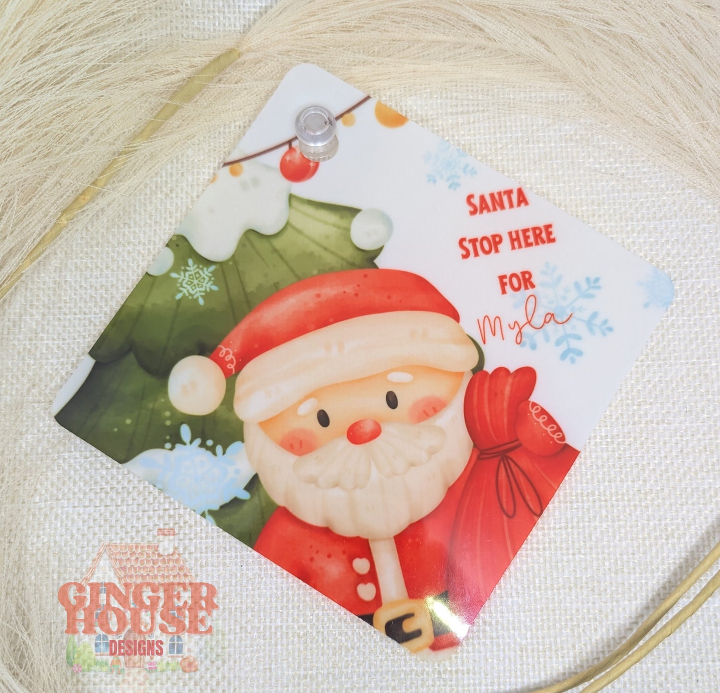 Personalised ‘Santa Stop Here’ Window Sign