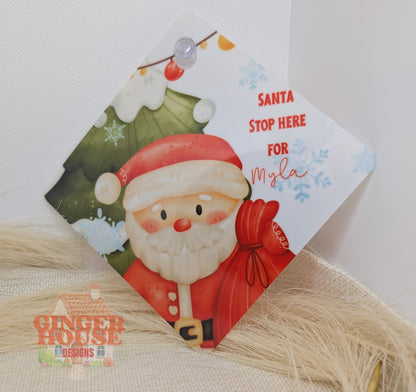 Personalised ‘Santa Stop Here’ Window Sign