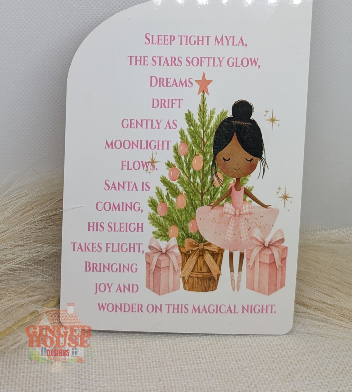 Personalised wooden Christmas Door Hanger – Sweet Girl & Tree Design